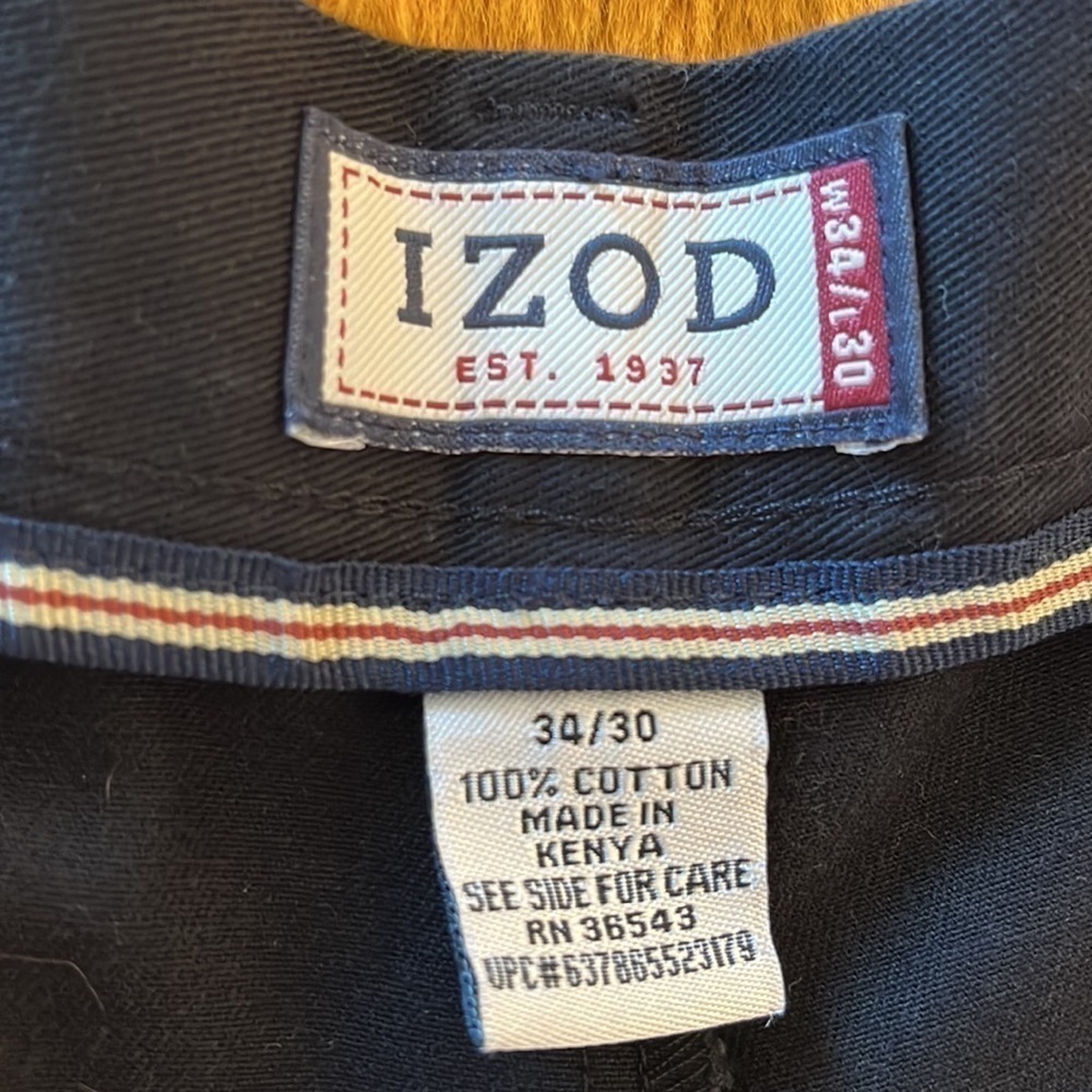 izod Men’s Trouser Pants Navy Size 34 - Picture 2 of 5